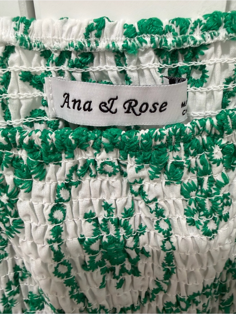 Green Embroidered Square-Neck Maxi Dress with Smocked Bodice and Flutter Sleeves - Picture 4 of 5